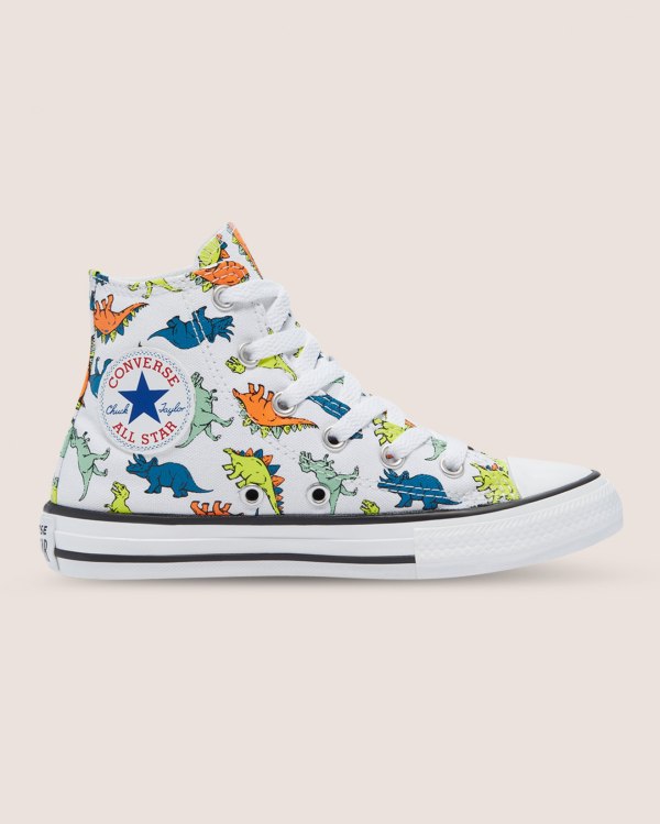 Converse Chuck Taylor All Star Dinoverse Hvide Sko Danmark - Converse Høje Sneakers Børn - 46197DSMI